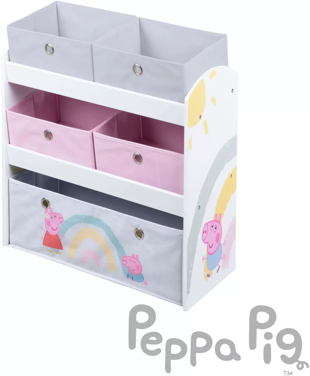 roba® Kinderregal »Peppa Pig, weiß«, inklusive 5 Stoffboxen in 2 Größen günstig online kaufen