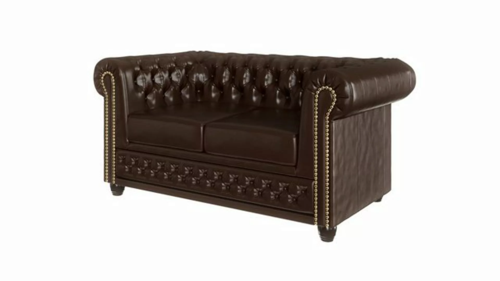 S-Style Möbel Chesterfield-Sofa Jeff, 2-Sitzer aus veganem Leder mit Holzfü günstig online kaufen