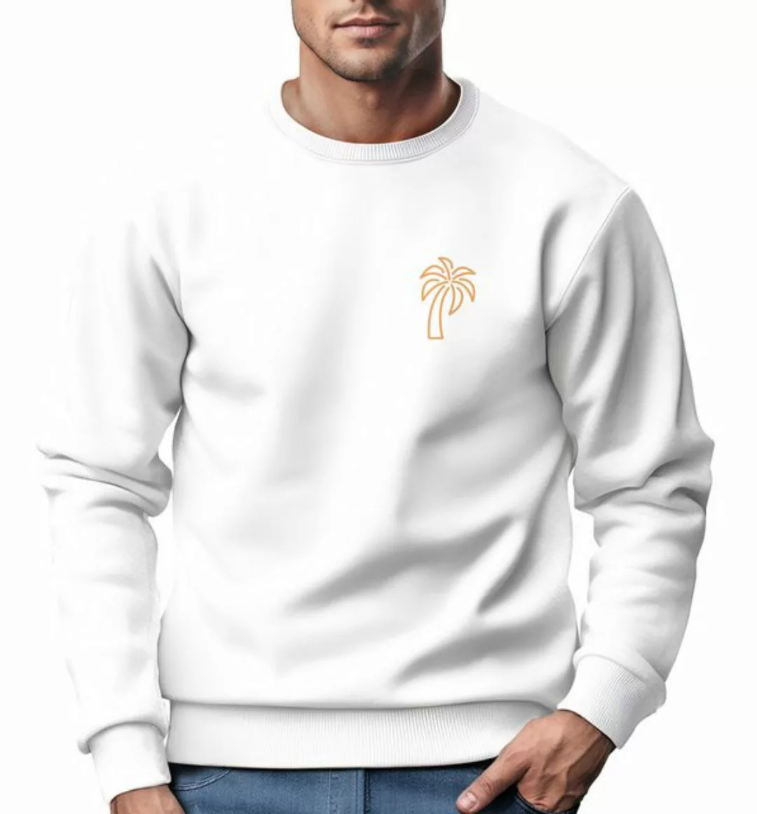 Neverless Sweatshirt Sweatshirt Herren Aufdruck Print Palme Line Art Motiv günstig online kaufen