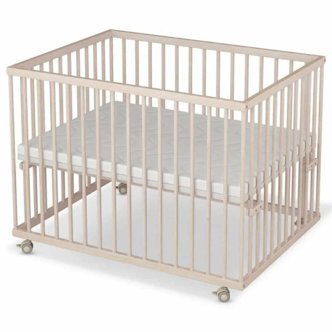 Sämann Babybett Laufgitter 75x100 cm mit Matratze natur Premium Kollektion günstig online kaufen