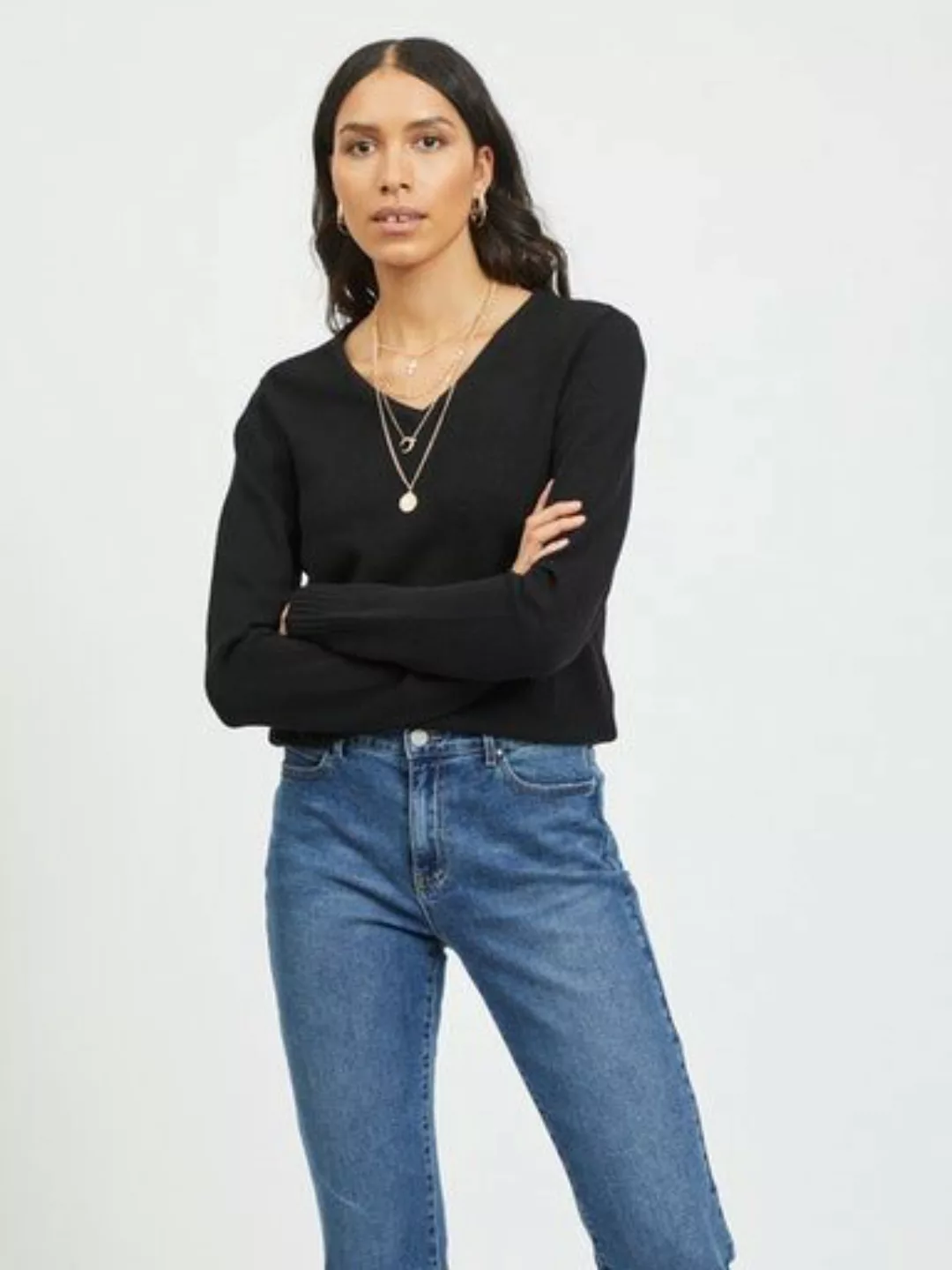 Vila Ril Langarm-pullover Mit V-ausschnitt XL Black günstig online kaufen