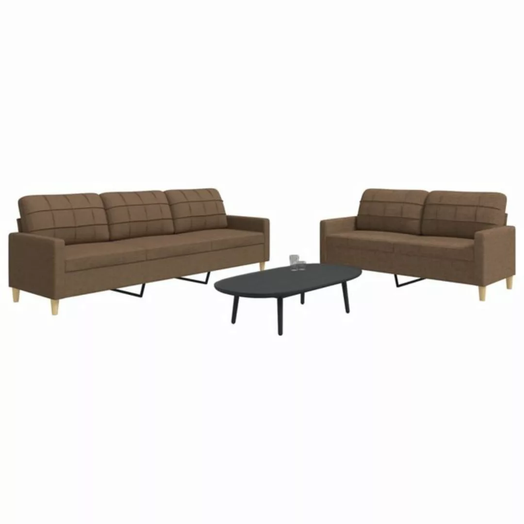 vidaXL Sofa, 2-tlg. Sofagarnitur Braun Stoff günstig online kaufen