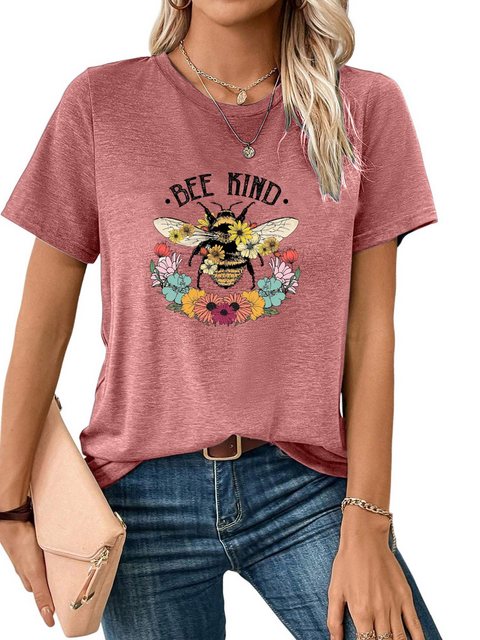 PYL Kurzarmshirt Damen Sommer Casual Basic Rundhalsshirt mit Kurzarm Locker günstig online kaufen