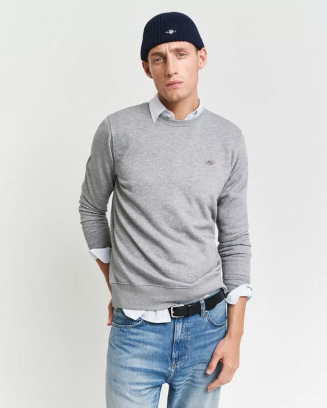 Gant Sweatshirt REG SHIELD C-NECK SWEAT, GREY MELANGE günstig online kaufen