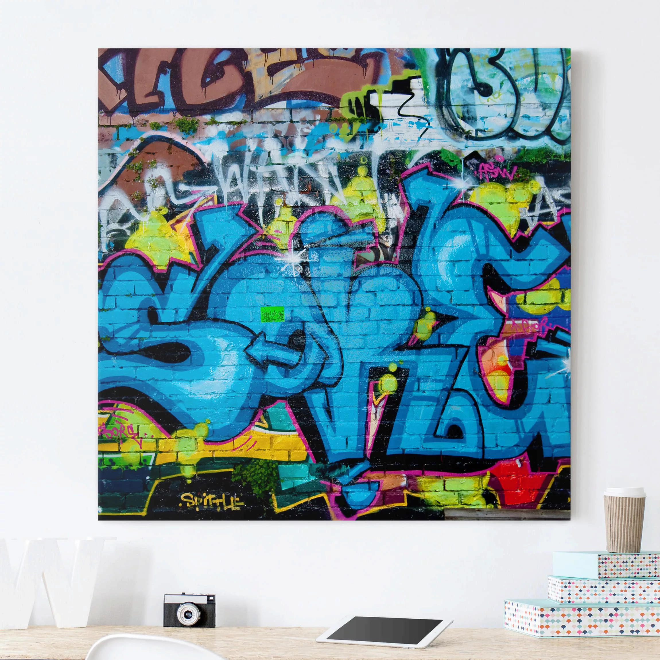 Leinwandbild Kinderzimmer - Quadrat Colours of Graffiti günstig online kaufen