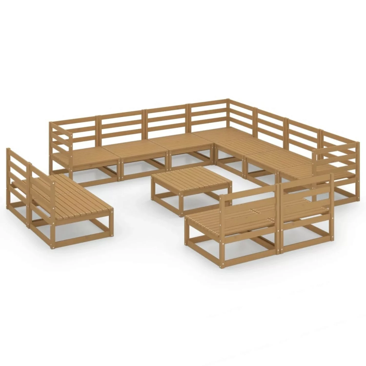 vidaXL 12-tlg Garten-Lounge-Set Honigbraun Massivholz Kiefer Modell 2 günstig online kaufen