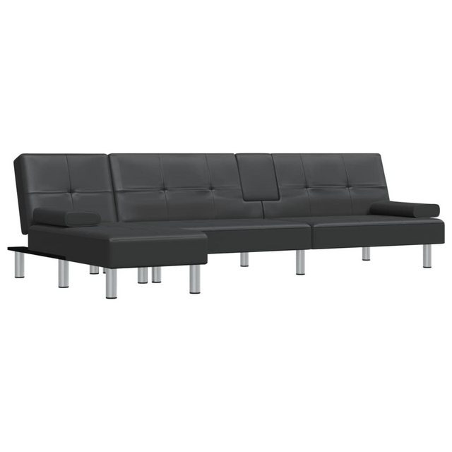 vidaXL Sofa Schlafsofa in L-Form Schwarz 255x140x70 cm Kunstleder günstig online kaufen