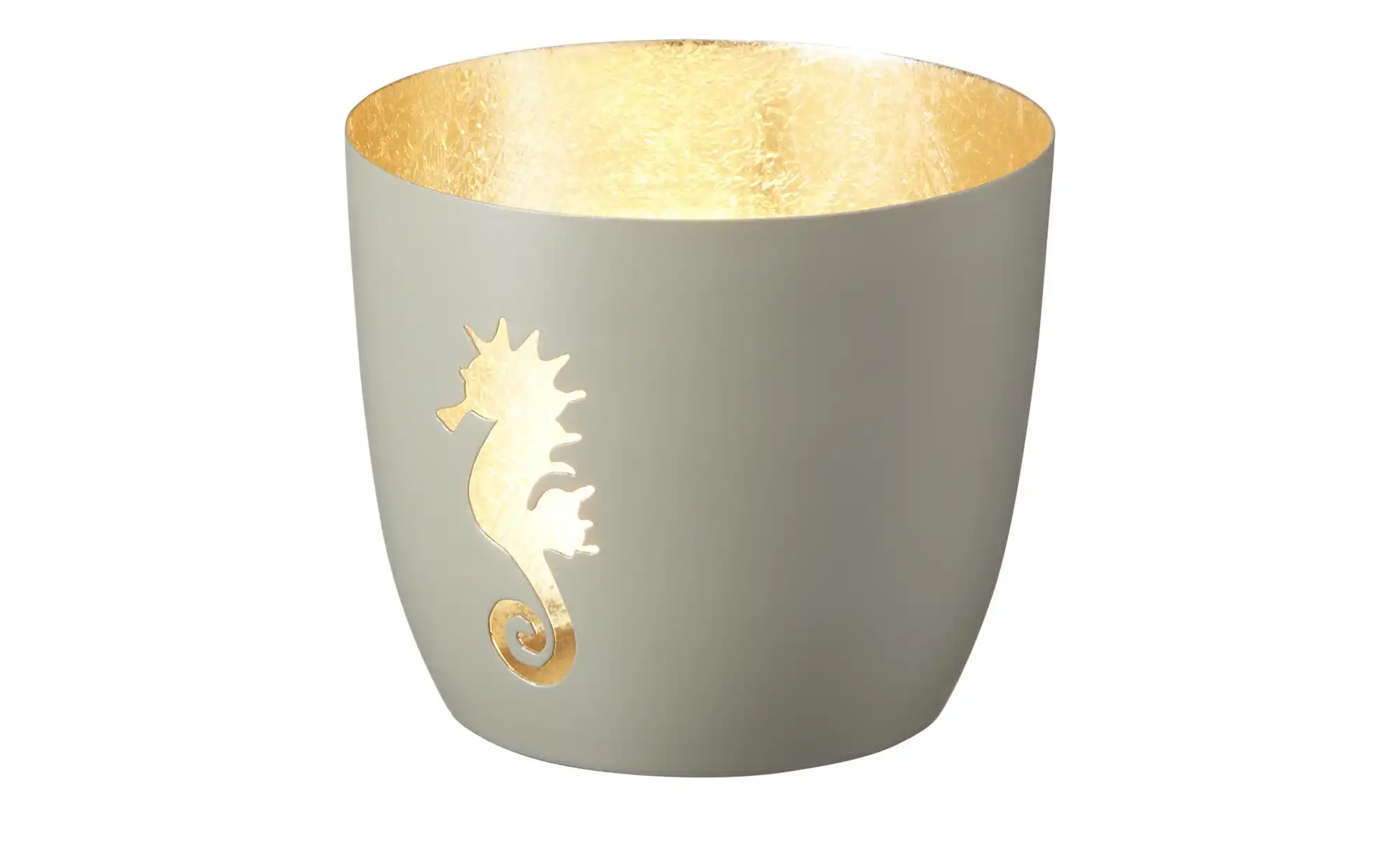 Windlicht Seepferdchen ¦ gold ¦ Metall ¦ Maße (cm): H: 8,5  Ø: 10 Accessoir günstig online kaufen
