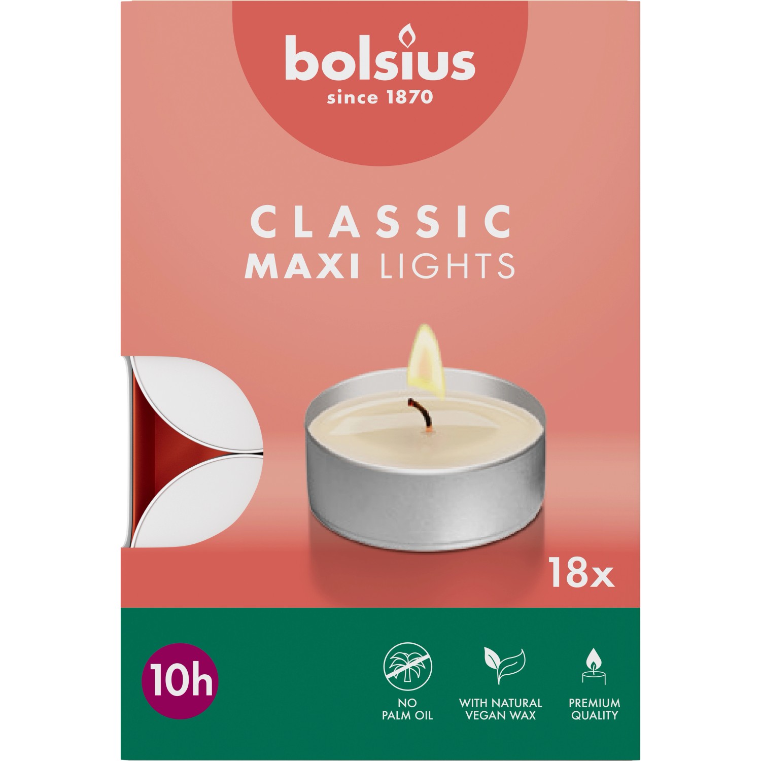 Bolsius Maxi-Teelichter in Box 10 Brennstunden 18 Stück günstig online kaufen