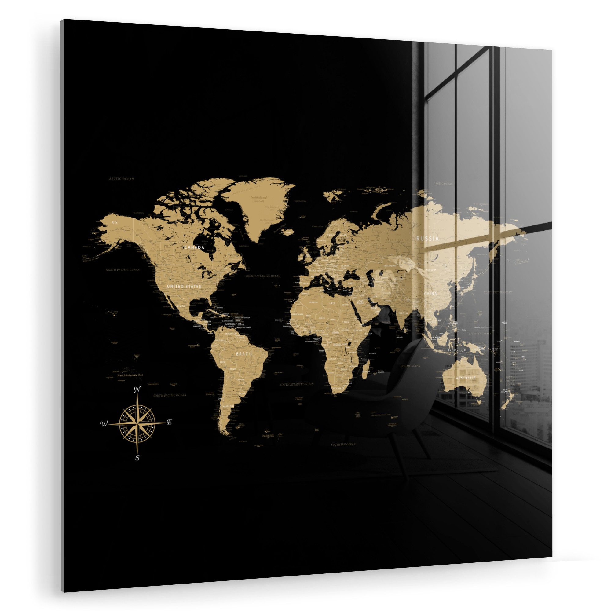 MuchoWow Acrylglasbild Weltkarte - Beige - günstig online kaufen