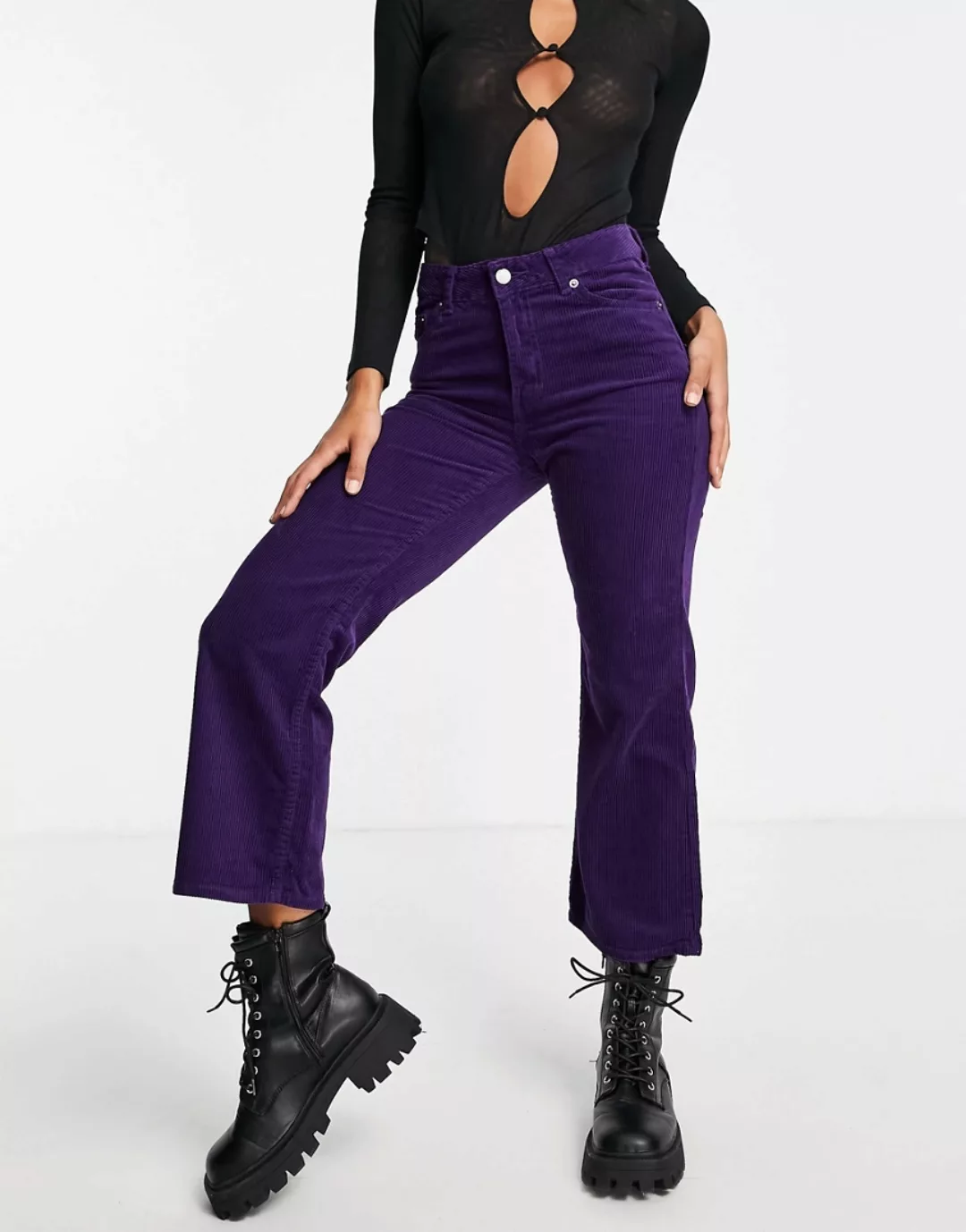 Dr. Denim – Cadell – Lässige Jeans in Lila mit kurzem Schnitt-Violett günstig online kaufen