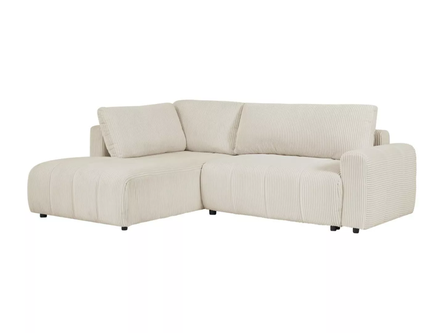 Ecksofa mit Schlaffunktion - Ecke links - Cord - Beige - RICIA günstig online kaufen