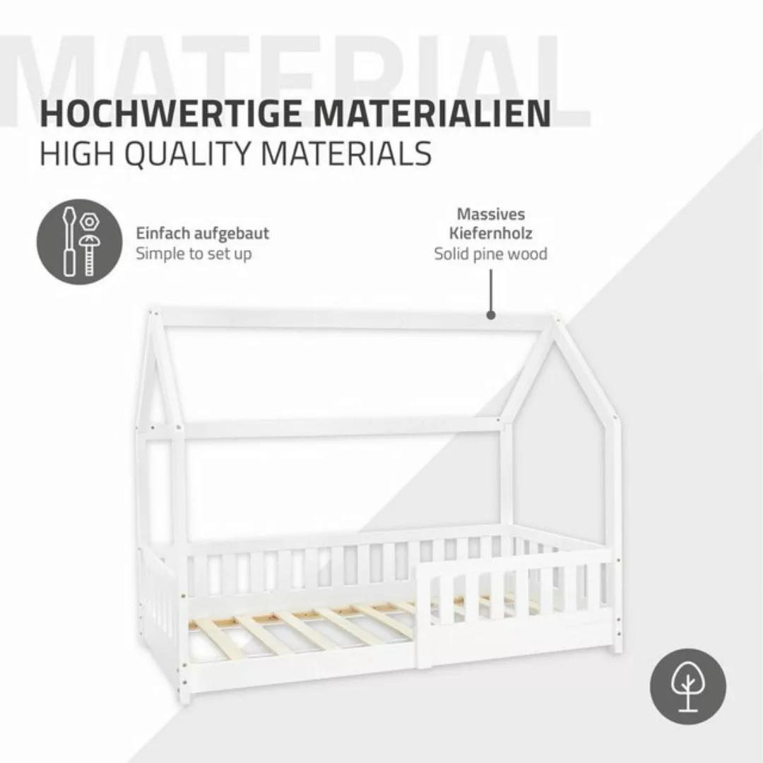 ML-DESIGN Kinderbett Hausbett mit Rausfallschutz, Dach und Lattenrost Massi günstig online kaufen
