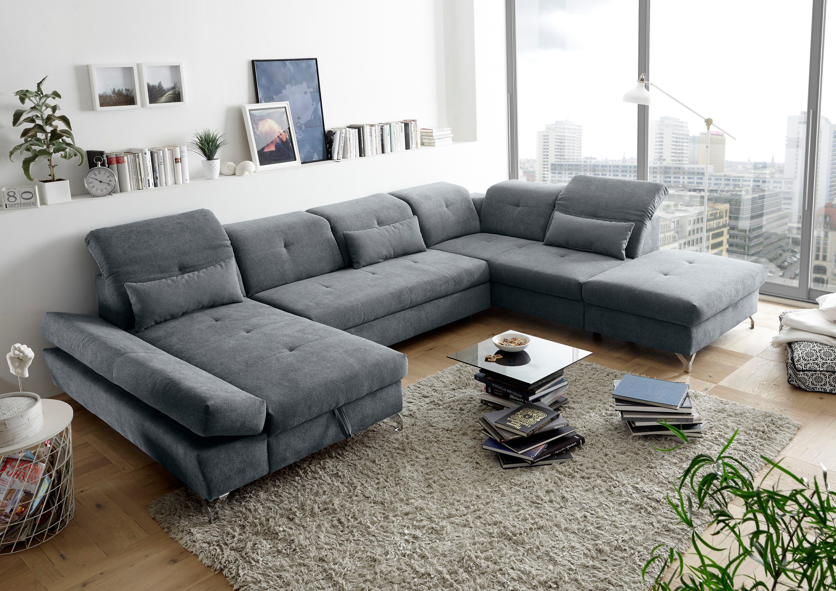 ED EXCITING DESIGN Wohnlandschaft "Melfi U-Form mit Bettfunktion, Bettkaste günstig online kaufen