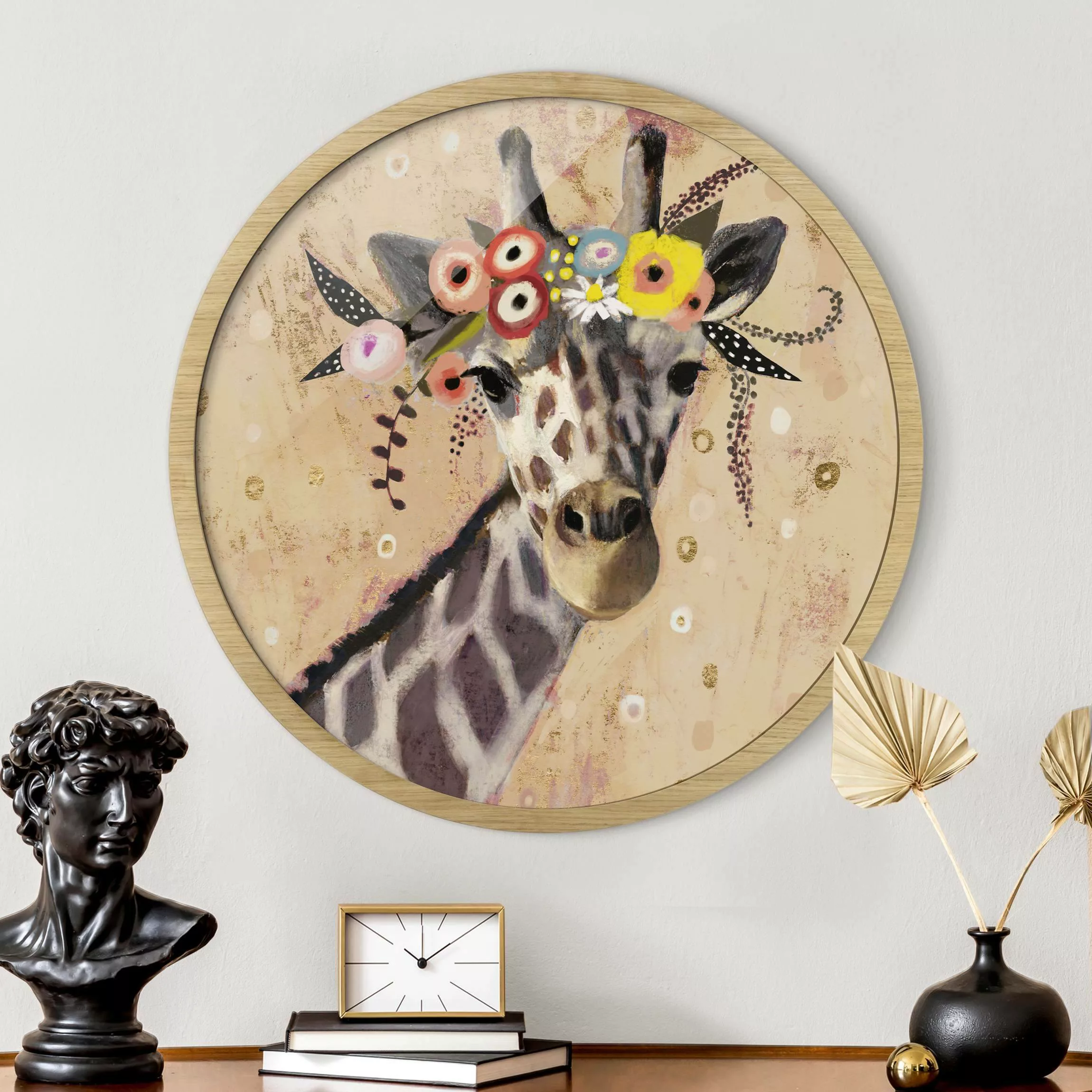 Rundes Gerahmtes Bild Klimt Giraffe günstig online kaufen