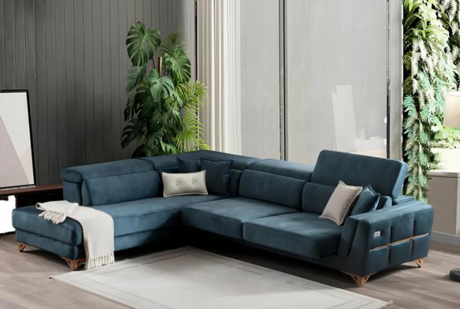 JVmoebel Ecksofa Ecksofa Sofa L-Form Ledersofa Couch Wohnlandschaft Garnitu günstig online kaufen