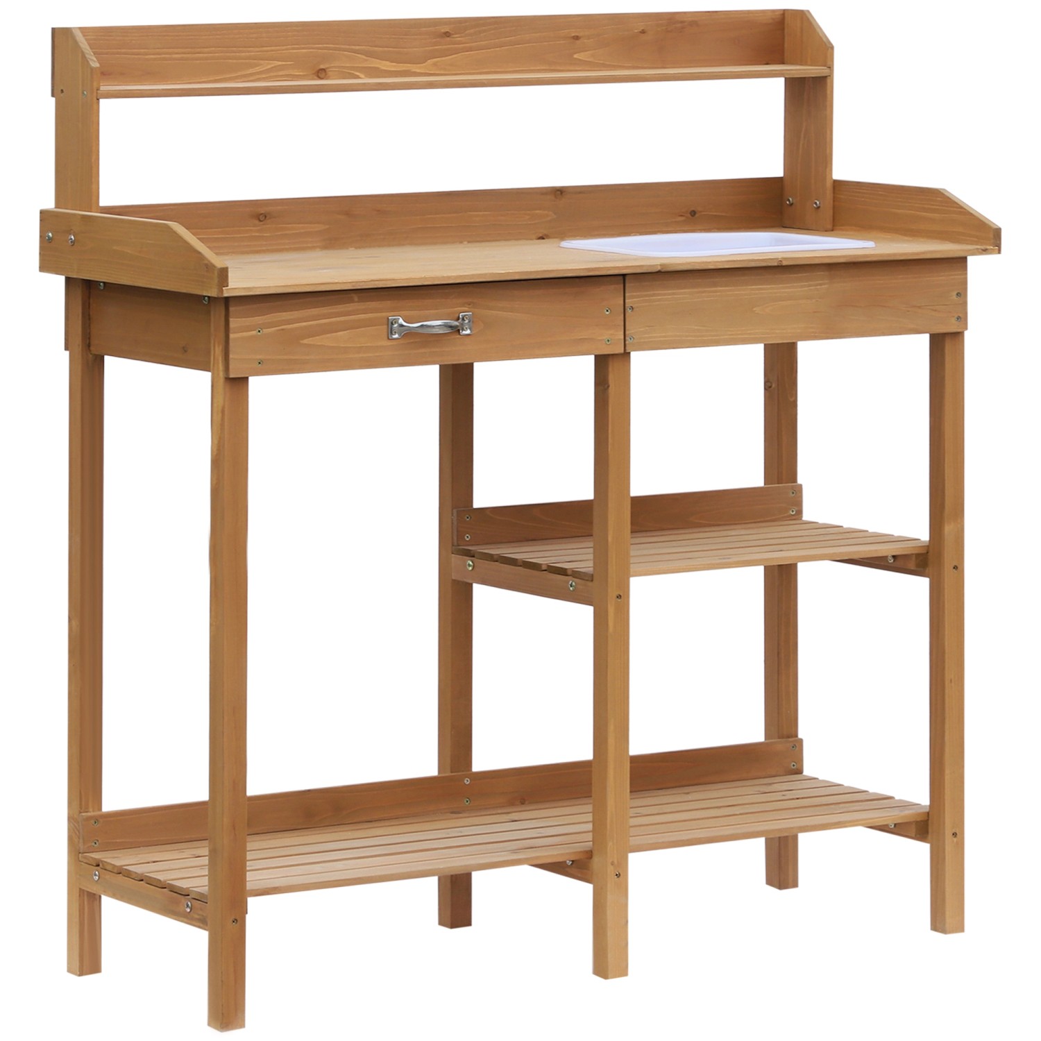 Outsunny Pflanztisch Gärtnertisch mit Wanne aus Tannenholz H112cm für Garte günstig online kaufen