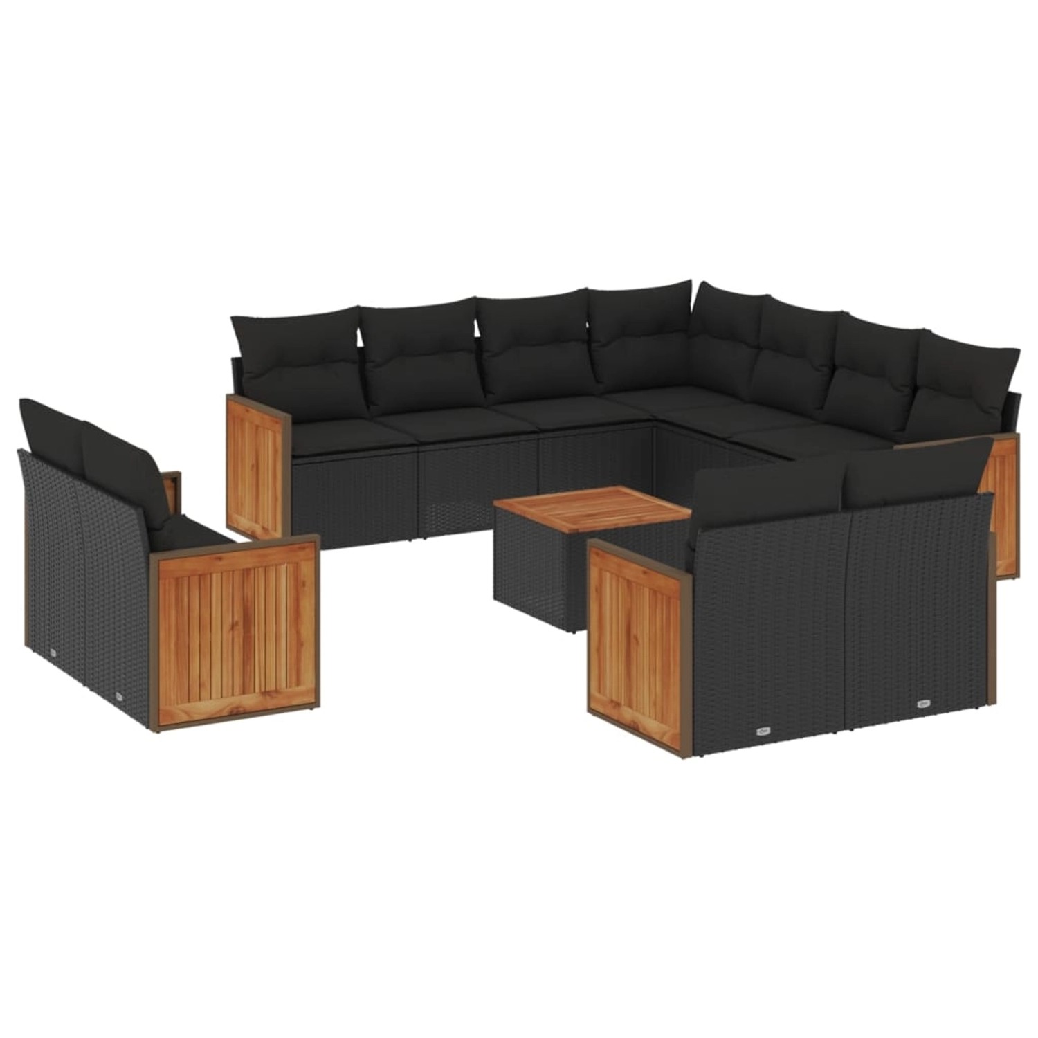 vidaXL 12-Tlg Garten-Sofagarnitur mit Kissen Schwarz Poly Rattan 3228183 günstig online kaufen