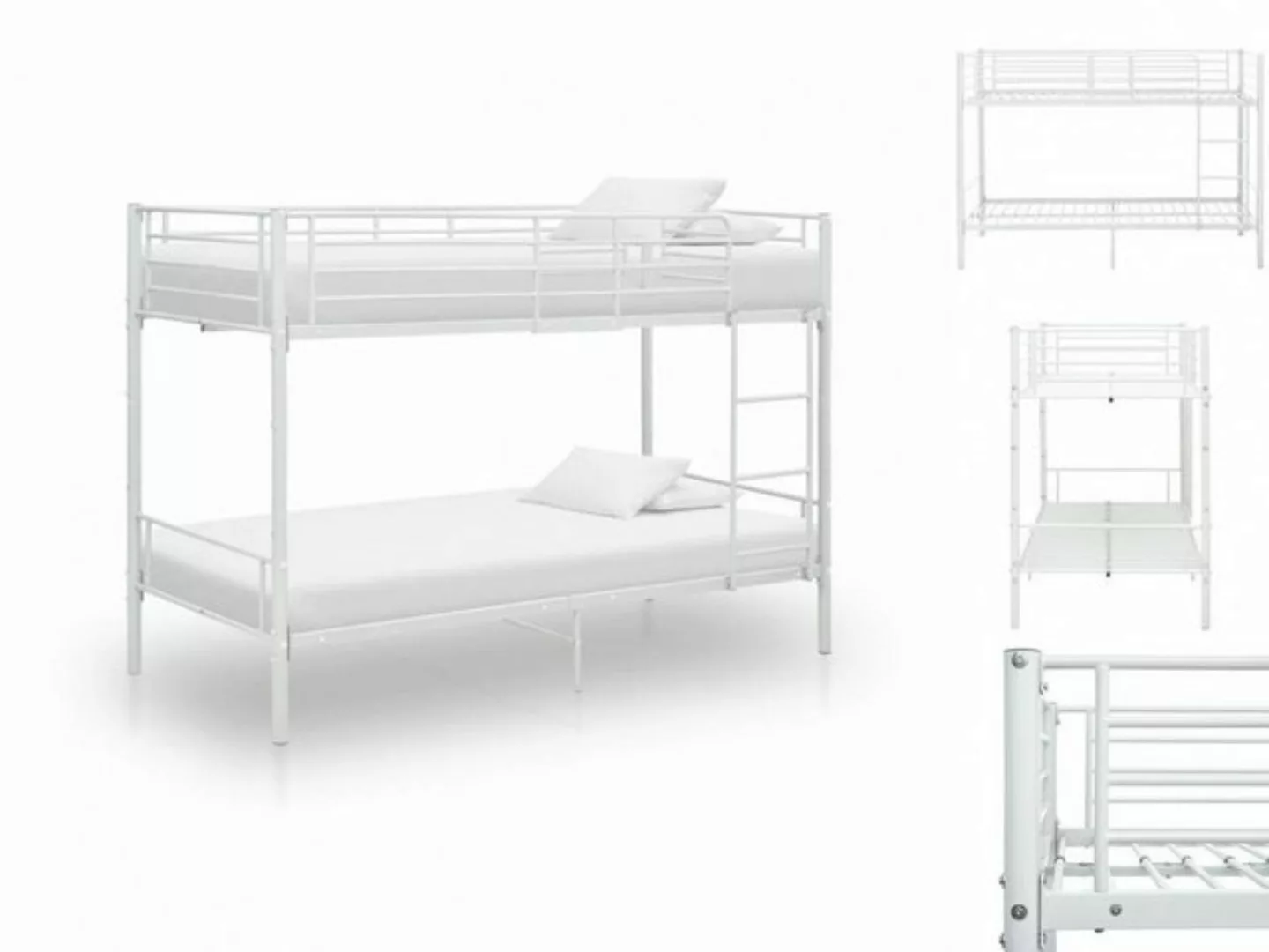 vidaXL Bettgestell Etagenbett Weiß Metall 90200 cm Bett Bettrahmen Bettgest günstig online kaufen