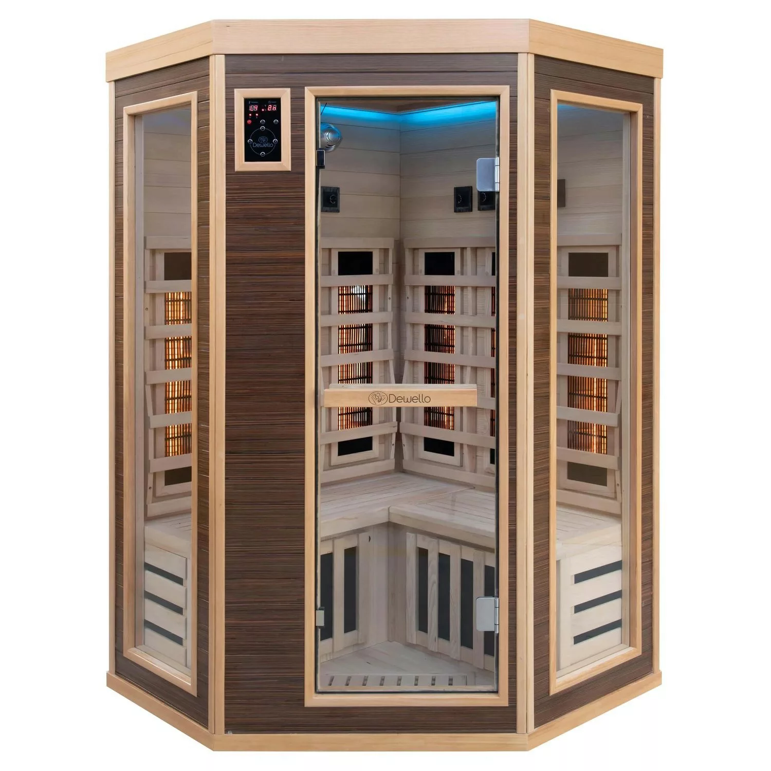 Dewello Infrarotkabine Sauna Montreal 120cm x 120cm 2 Personen Vollspektrum günstig online kaufen