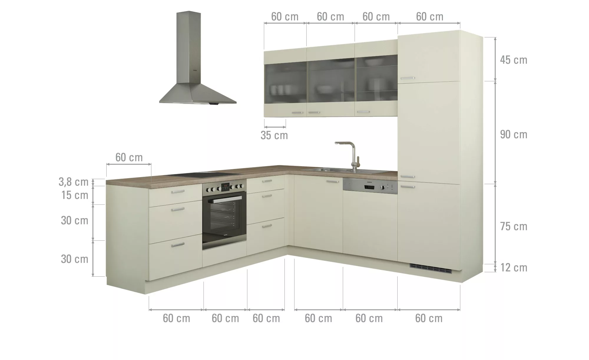 Winkelküche ohne Elektrogeräte  Sylt ¦ creme Küchen-online > Küchenblöcke o günstig online kaufen