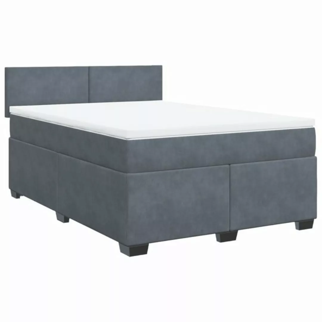 vidaXL Bett Boxspringbett mit Matratze Dunkelgrau 140x200 cm Samt günstig online kaufen