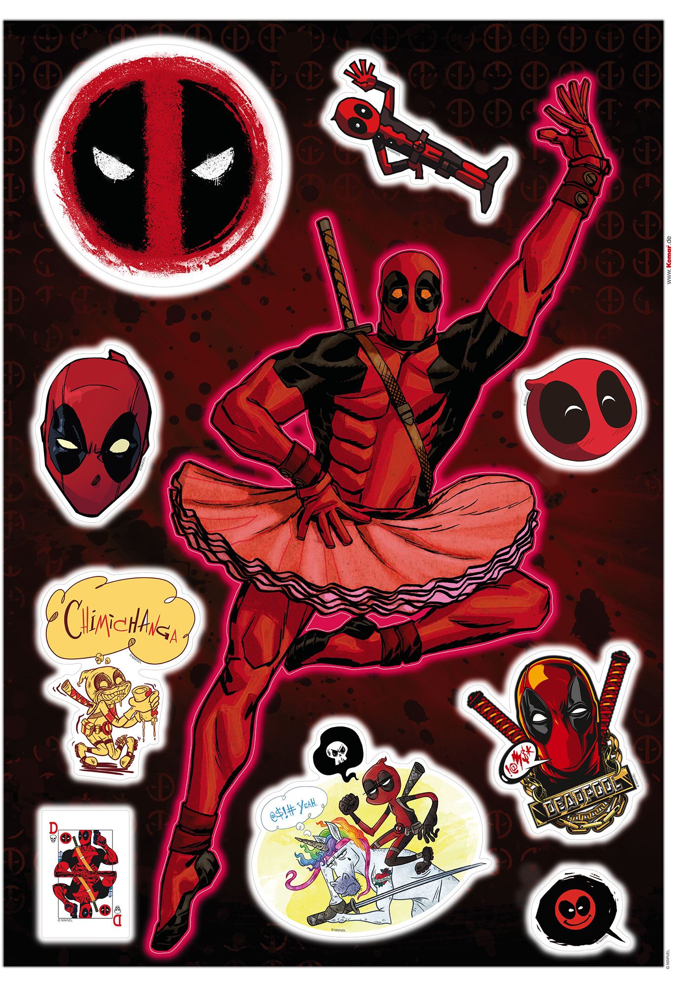 Komar Wandtattoo Deadpool Derppool Disney Deadpool Derppool B/L: ca. 50x70 günstig online kaufen