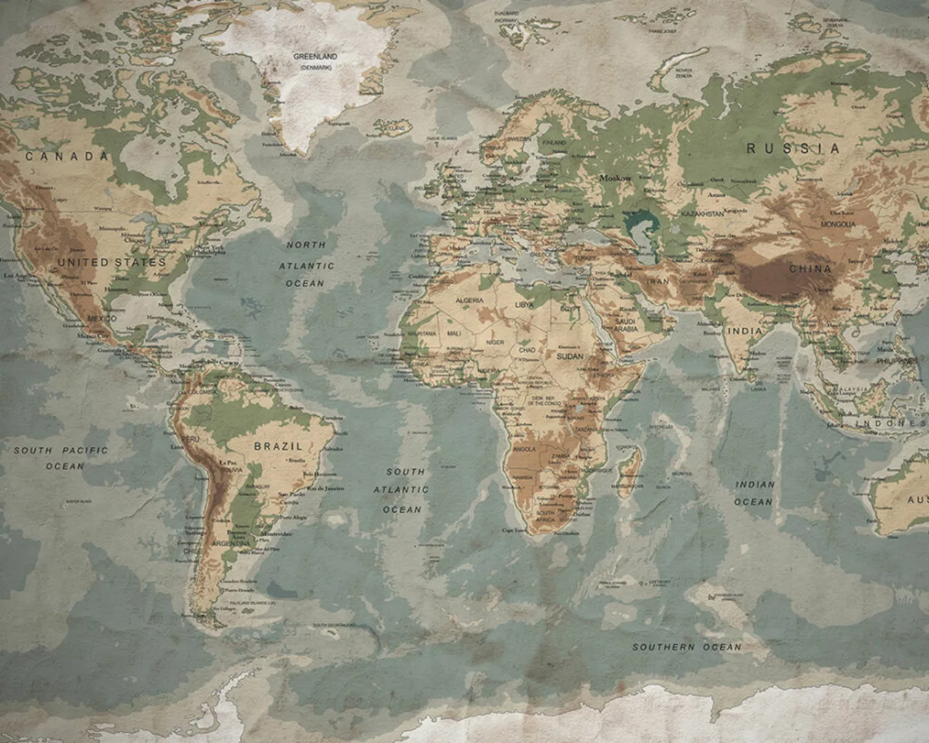 Fototapete "Weltkarte" 4,00x2,50 m / Glattvlies Perlmutt günstig online kaufen
