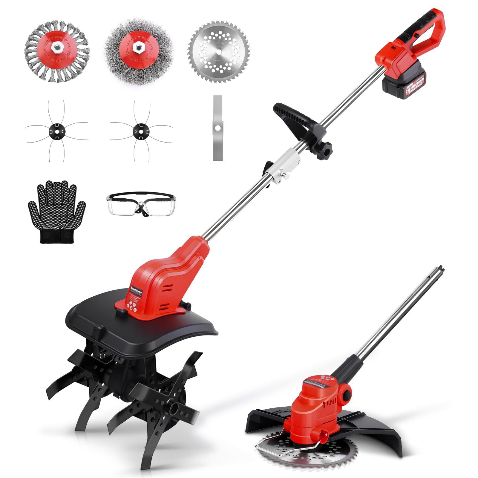 XERSEK Elektro-Rasentrimmer 2-IN-1 Li-Ion Akku Motorhacke günstig online kaufen