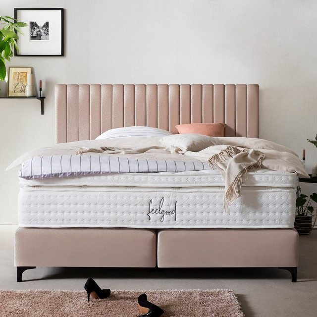 BettCo Boxspringbett Paris (in Rose Samt), Pfeifensteppung, Topper optional günstig online kaufen