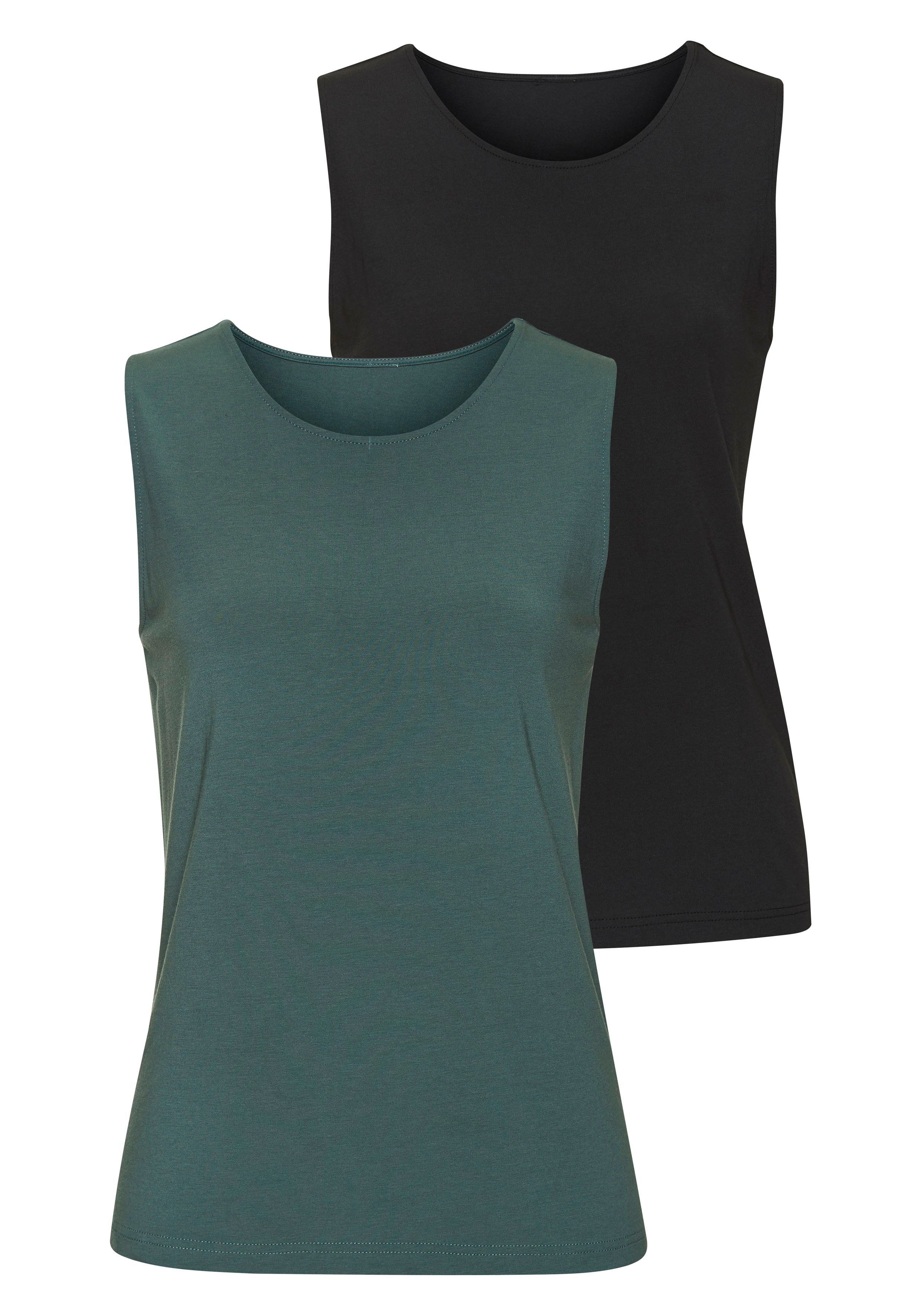 LASCANA Tanktop "aus elastischer Baumwoll-Modal-Qualität", (2er-Pack) günstig online kaufen