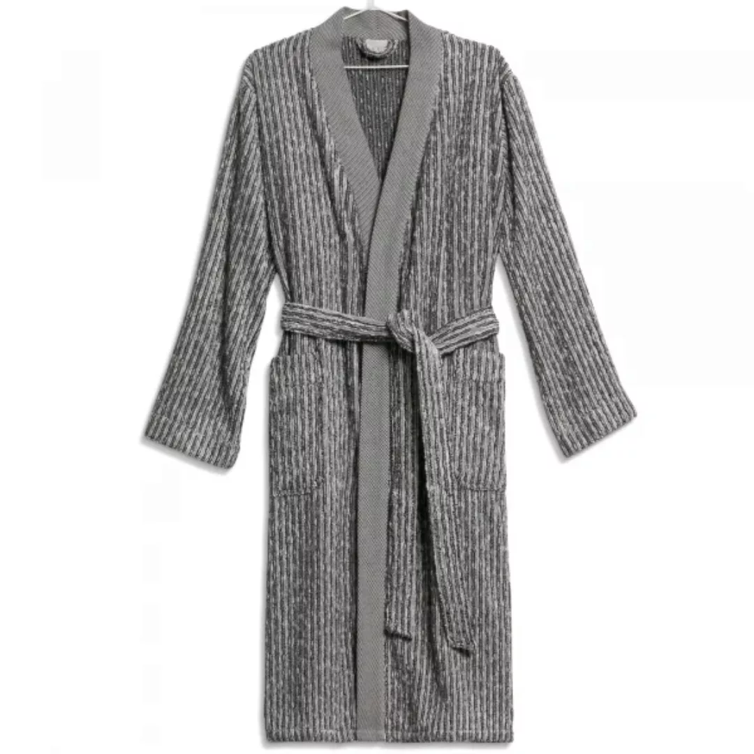 Möve Bademäntel unisex Kimono Brooklyn Pinstripe - Farbe: nature/black - 08 günstig online kaufen