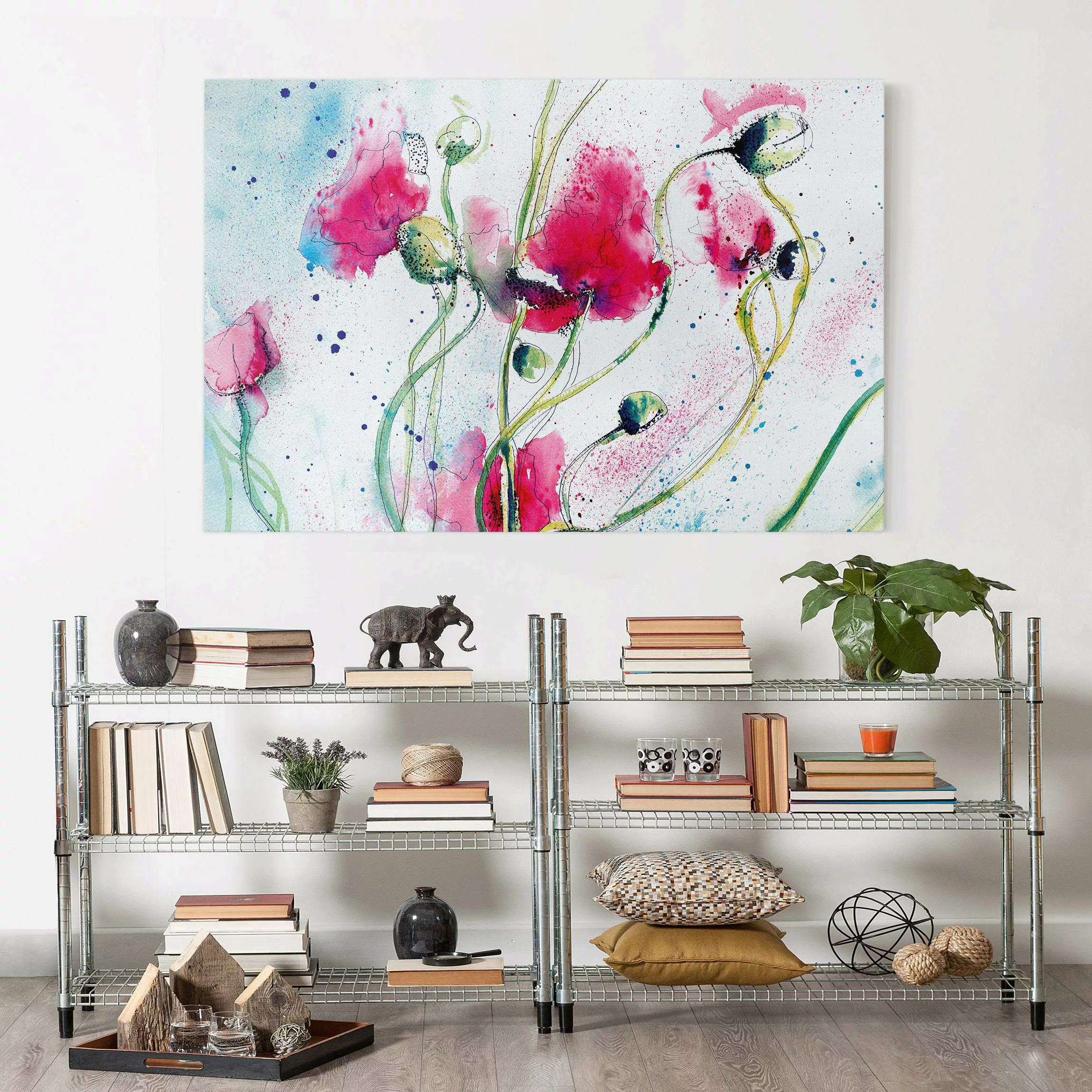 Leinwandbild Blumen - Querformat Painted Poppies günstig online kaufen