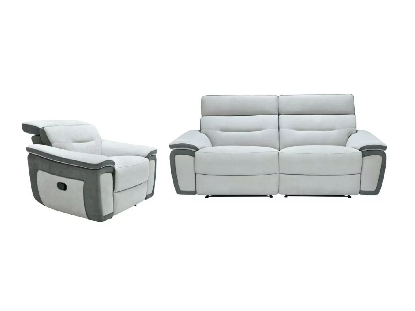Sofa 3-Sitzer & Relaxsessel - Mikrofaser - Anthrazit & Hellgrau - PARUA günstig online kaufen