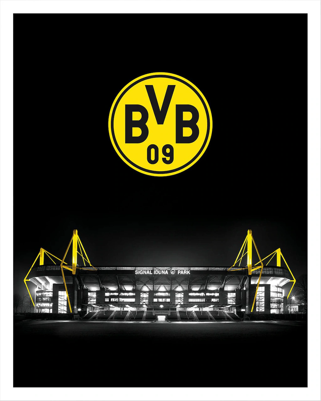 Wall-Art Poster "BVB Signal Iduna Park bei Nacht Emblem", Schriftzug, Poste günstig online kaufen