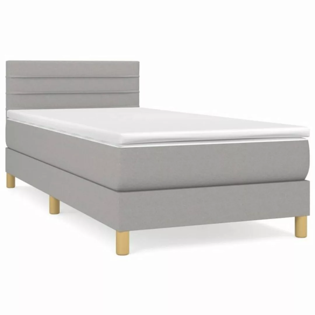 vidaXL Bettgestell Boxspringbett mit Matratze Hellgrau 80x200 cm Stoff Bett günstig online kaufen