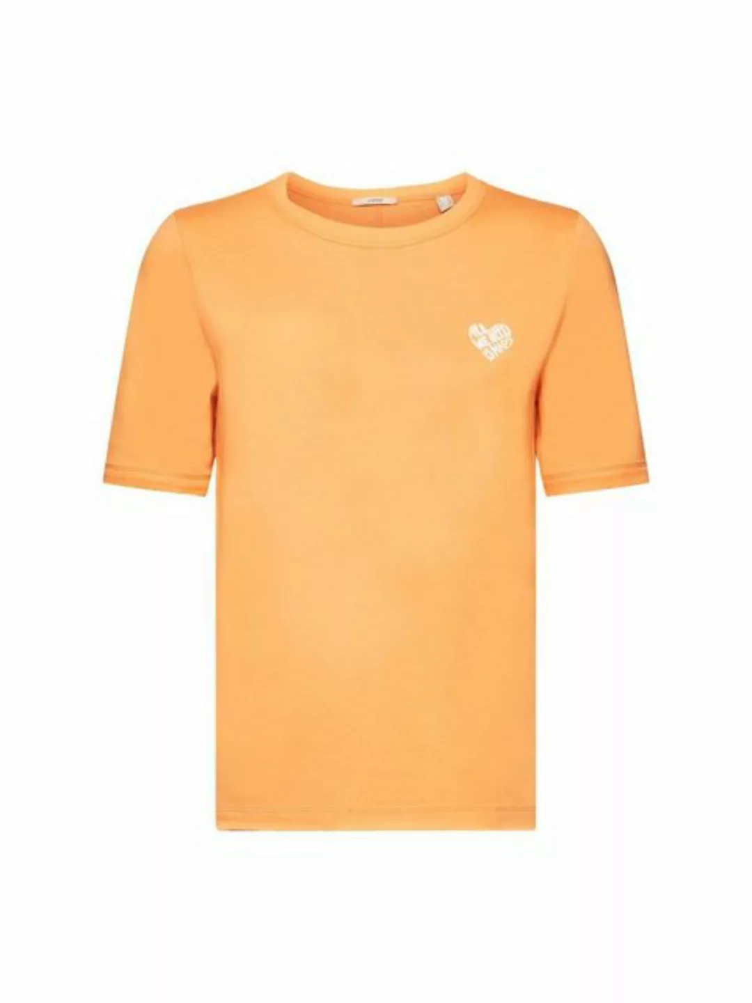 Esprit T-Shirt Baumwoll-T-Shirt mit herzförmigem Logo (1-tlg) günstig online kaufen