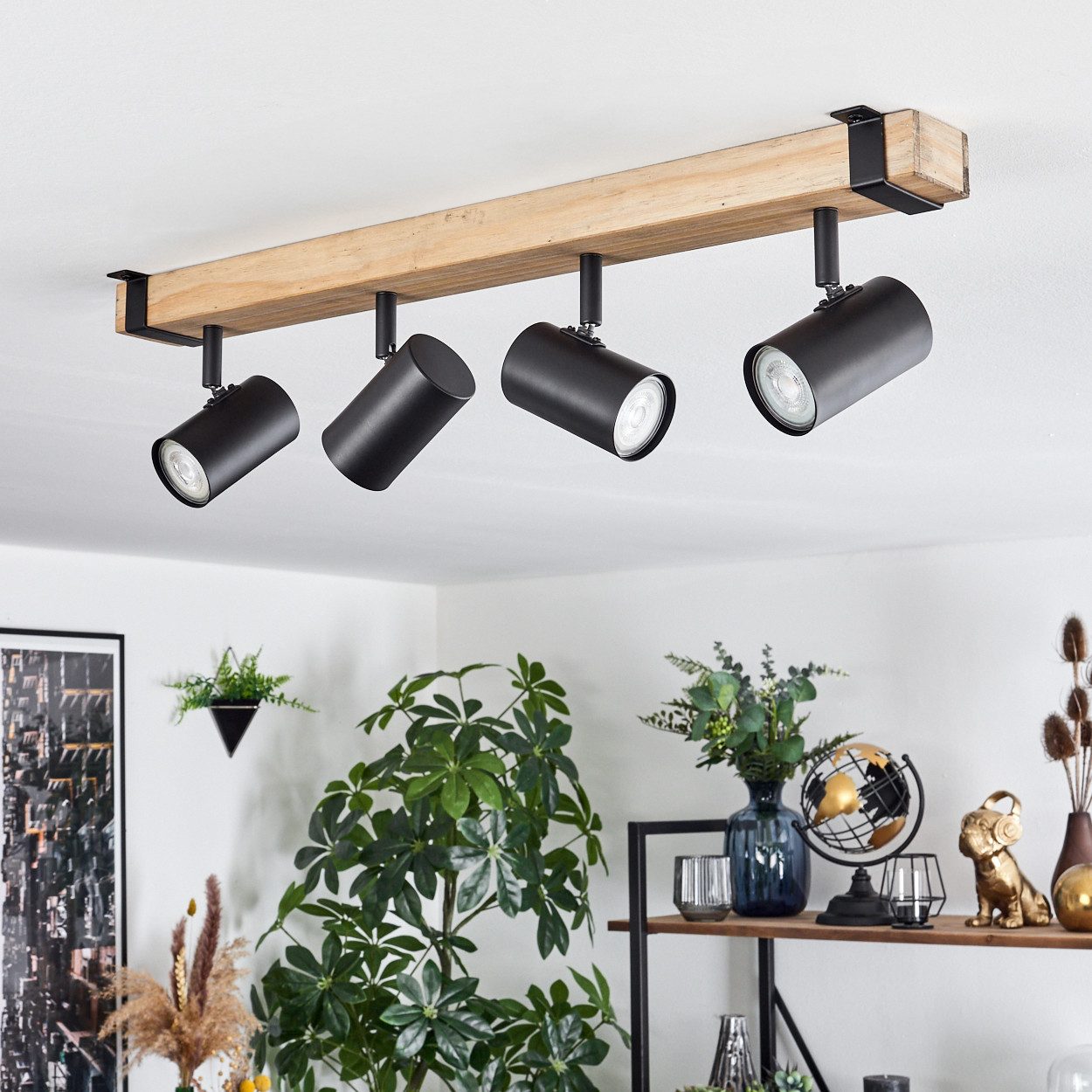 hofstein Deckenleuchte Deckenlampe aus Metall/Holz in günstig online kaufen