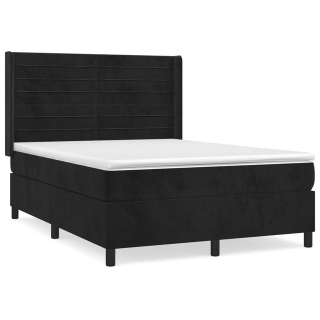 vidaXL Boxspringbett Boxspringbett mit Matratze Schwarz 140x200 cm Samt Bet günstig online kaufen