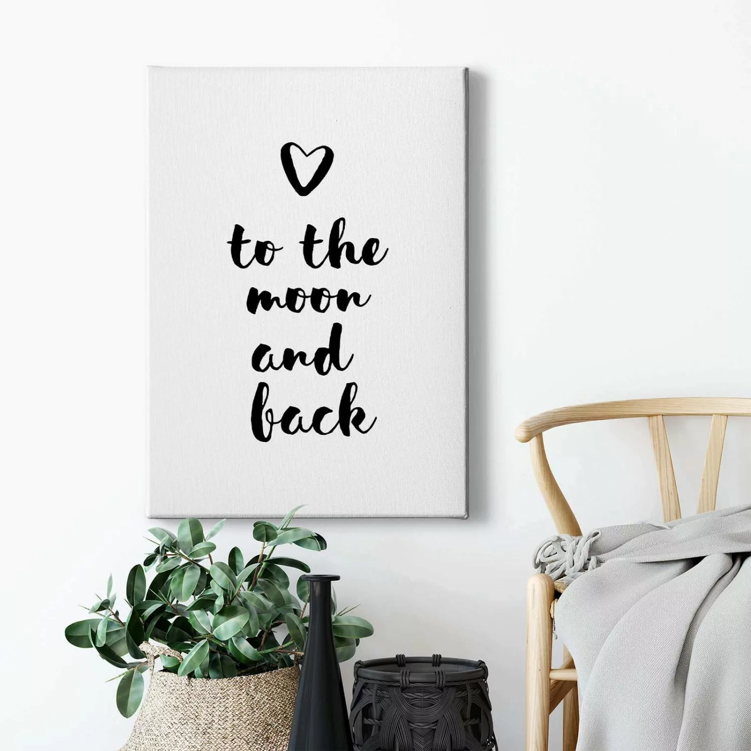 Bricoflor To The Moon And Back Bild Leinwandbild In Schwarz Weiß Ideal Für günstig online kaufen