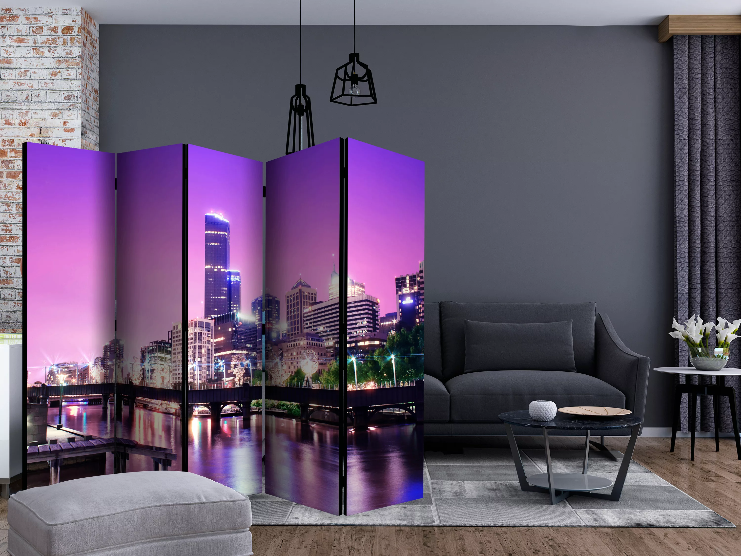 5-teiliges Paravent - Purple Melbourne Ii [room Dividers] günstig online kaufen