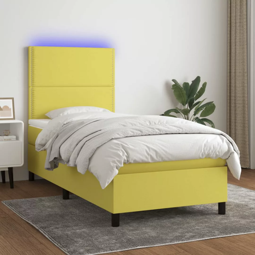 Vidaxl Boxspringbett Mit Matratze & Led Grün 100x200 Cm Stoff günstig online kaufen