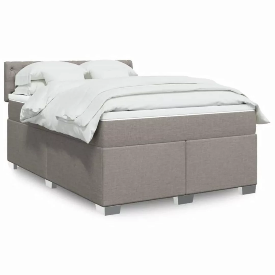 vidaXL Bett Boxspringbett mit Matratze Taupe 140x190 cm Stoff günstig online kaufen