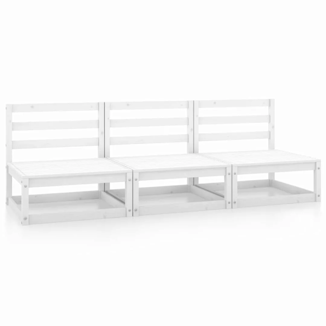 Garten-mittelsofas 3 Stk. Weiß Kiefer Massivholz günstig online kaufen