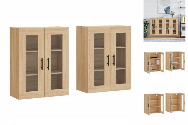 vidaXL Hängeschrank Wandschränke 2 Stk Sonoma-Eiche Spanplatte Glas Vitrine günstig online kaufen