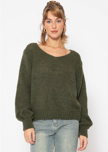 SASSYCLASSY Strickpullover Oversized Pullover Damen Damen Pullover mit V-Au günstig online kaufen