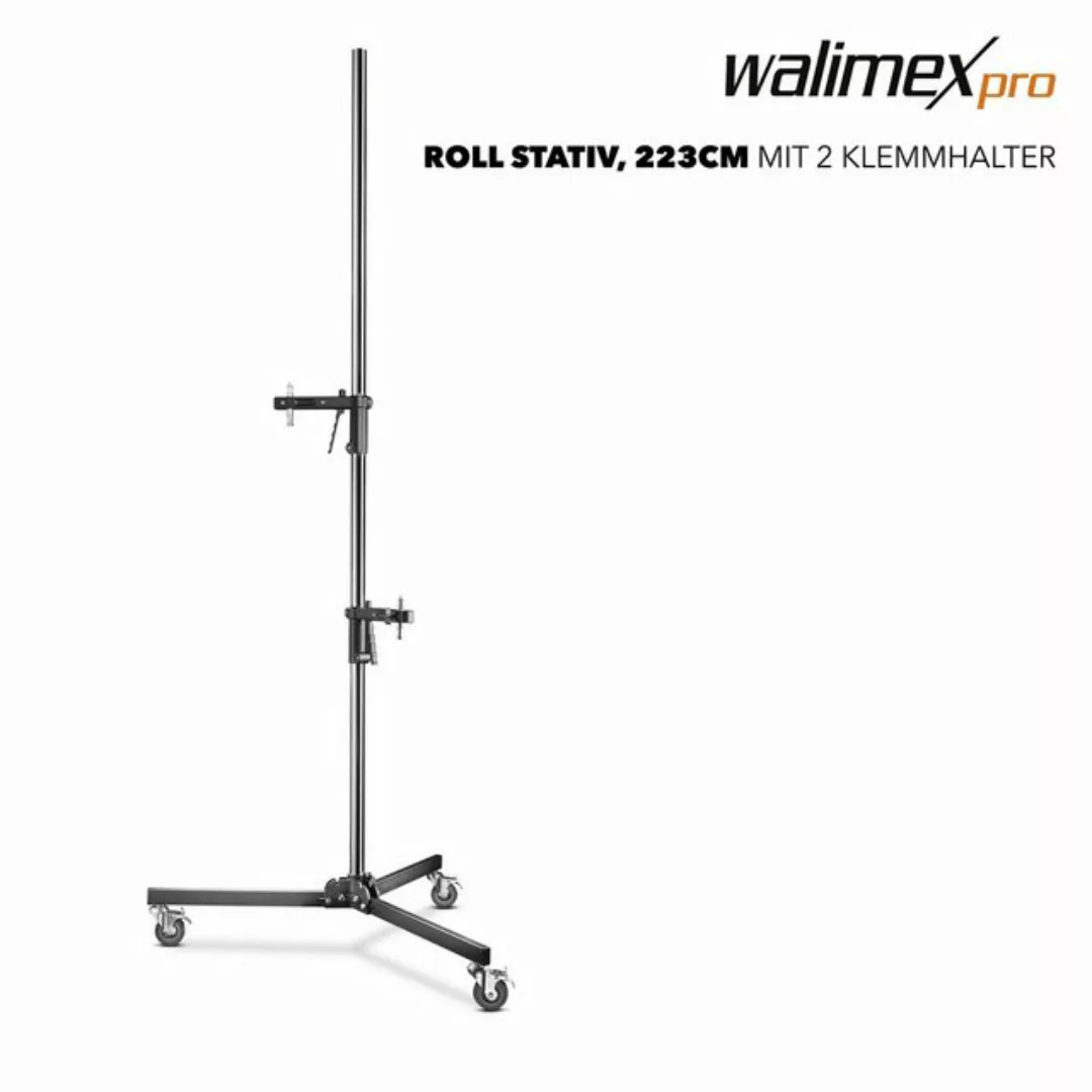 Walimex Pro Rollstativ, 223cm, mit 2 Klemmhaltern Lampenstativ günstig online kaufen