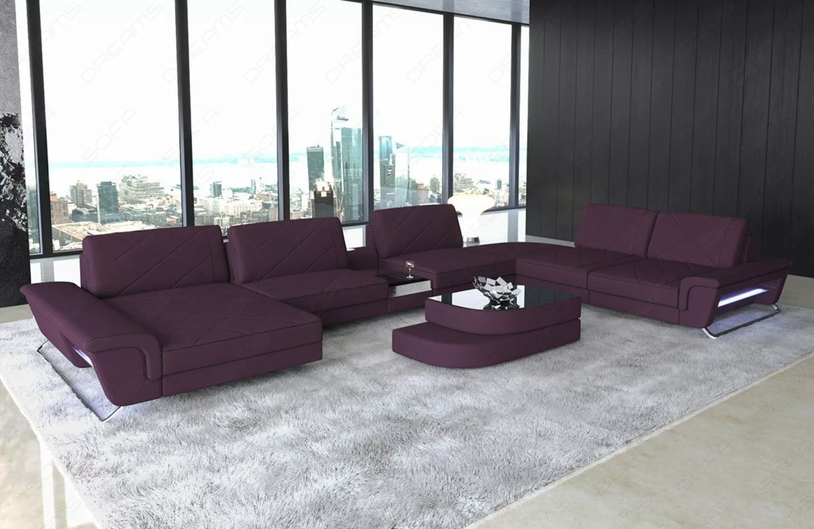 Sofa Dreams Wohnlandschaft Stoff Sofa Polster Couch Bari XXL U Form Polster günstig online kaufen
