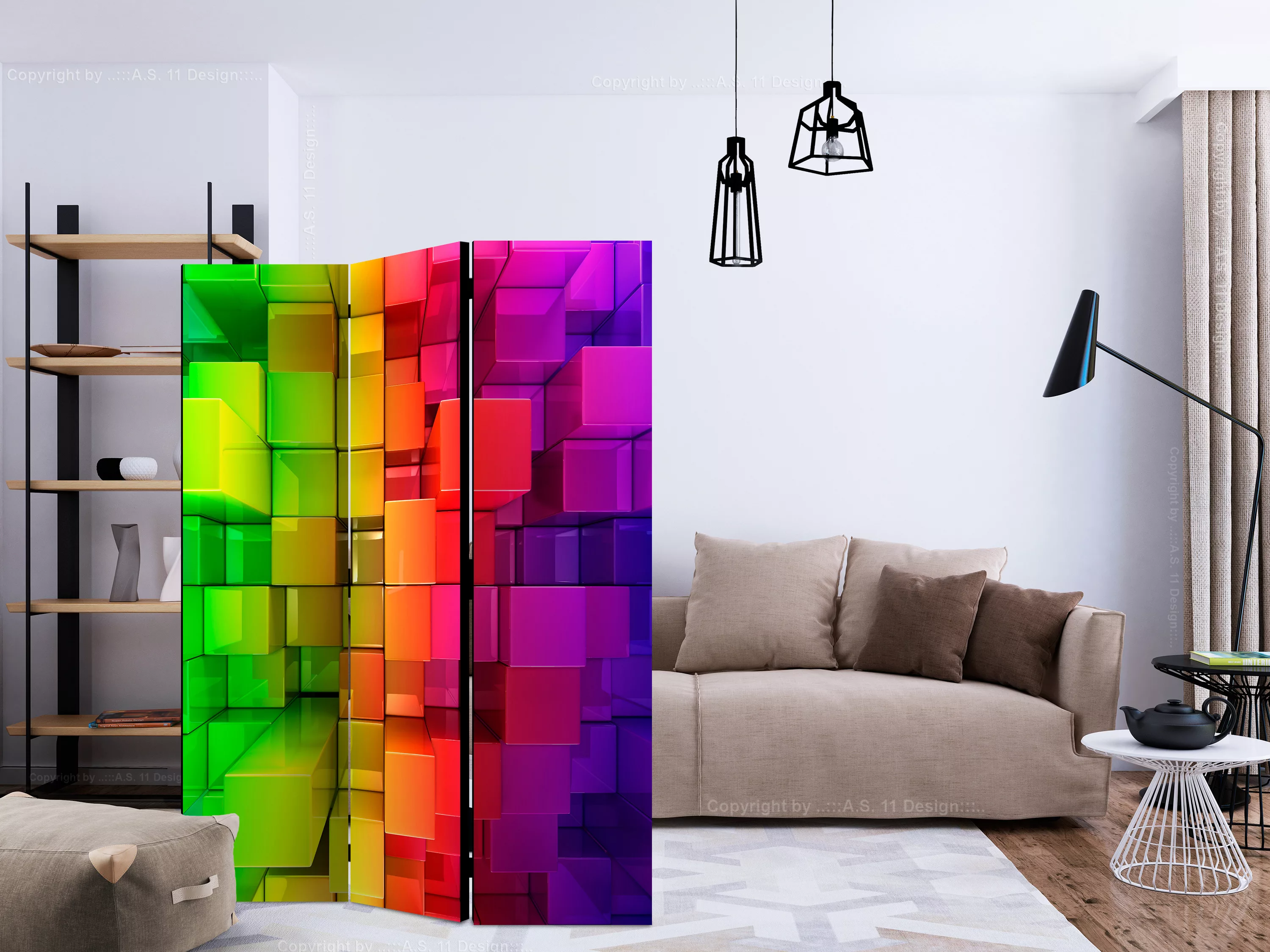 3-teiliges Paravent - Colour Jigsaw [room Dividers] günstig online kaufen