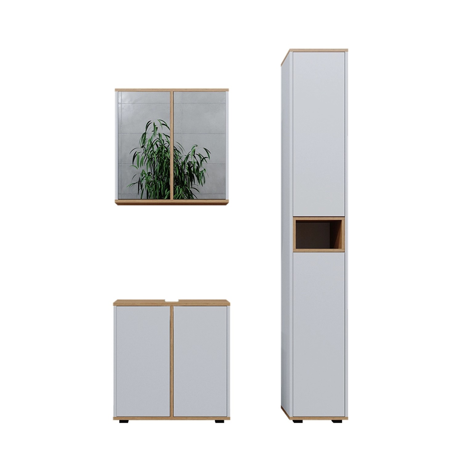 Vicco Badmöbel-Set Didi Weiß/Artisan 3 Teile mit Hochschrank günstig online kaufen